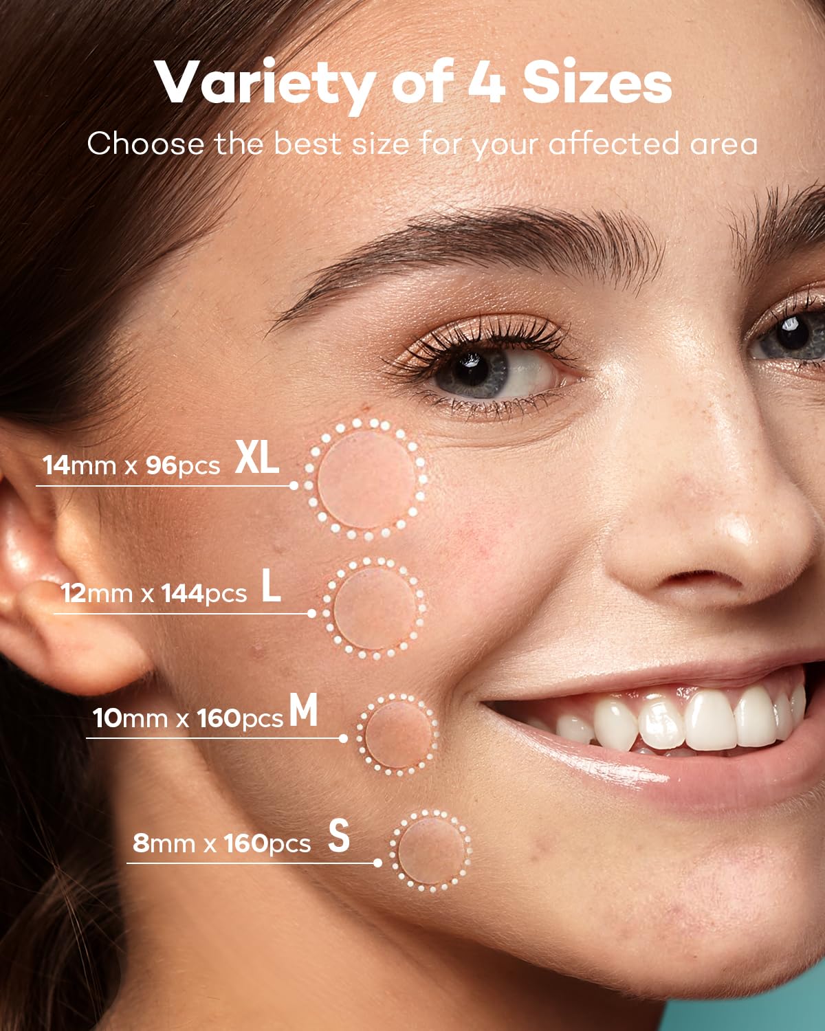 TKTK Pimple Patch showing various sizes of patches