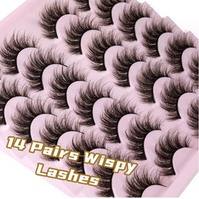 TNFVLONEINS 14 Pairs Wispy Mink Lashes on display