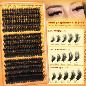 TNFVLONEINS 260D lash clusters displayed in packaging