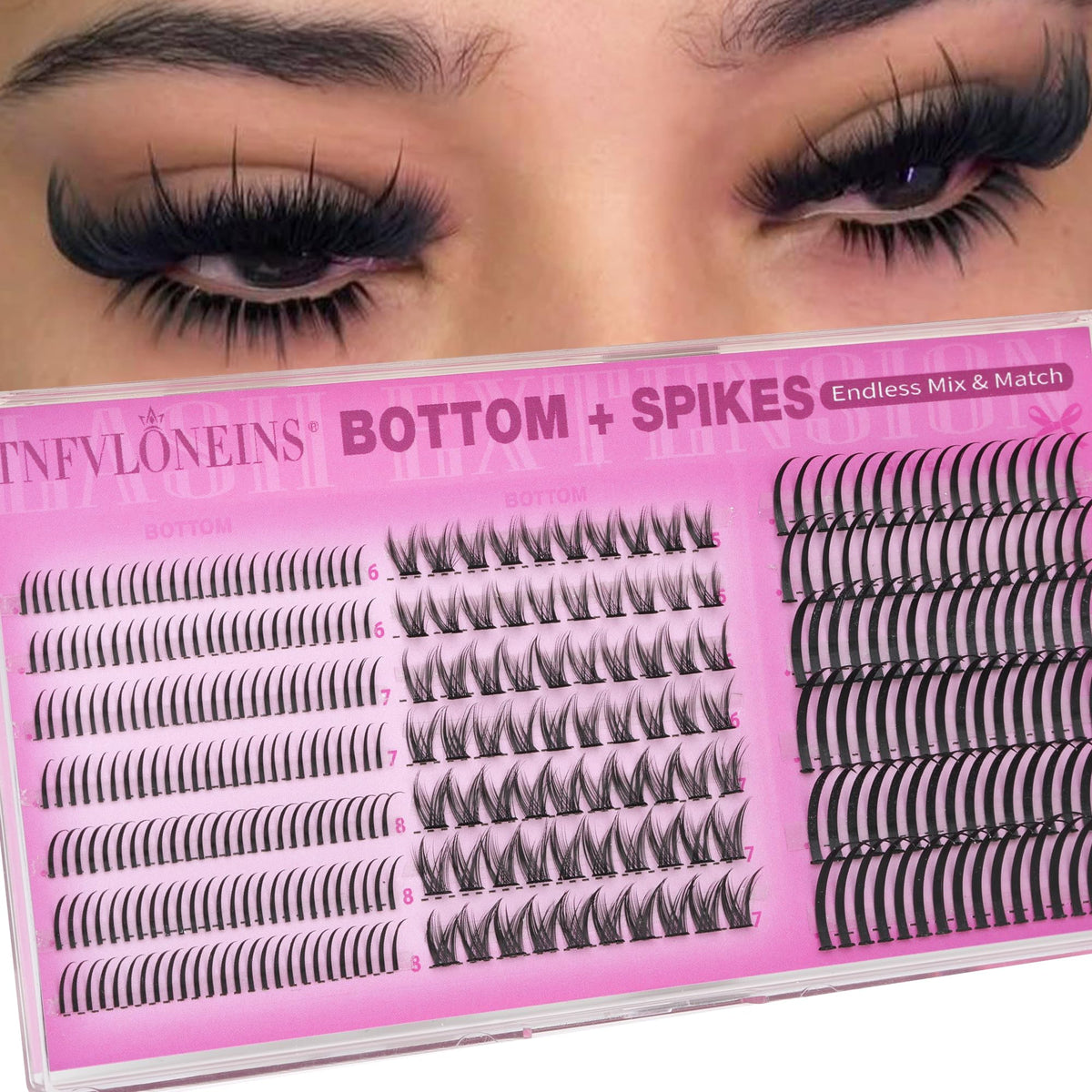 TNFVLONEINS Bottom Lash Clusters front view with packaging