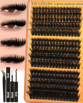 TNFVLONEINS Fluffy Lash Clusters Kit front view with assorted lash lengths