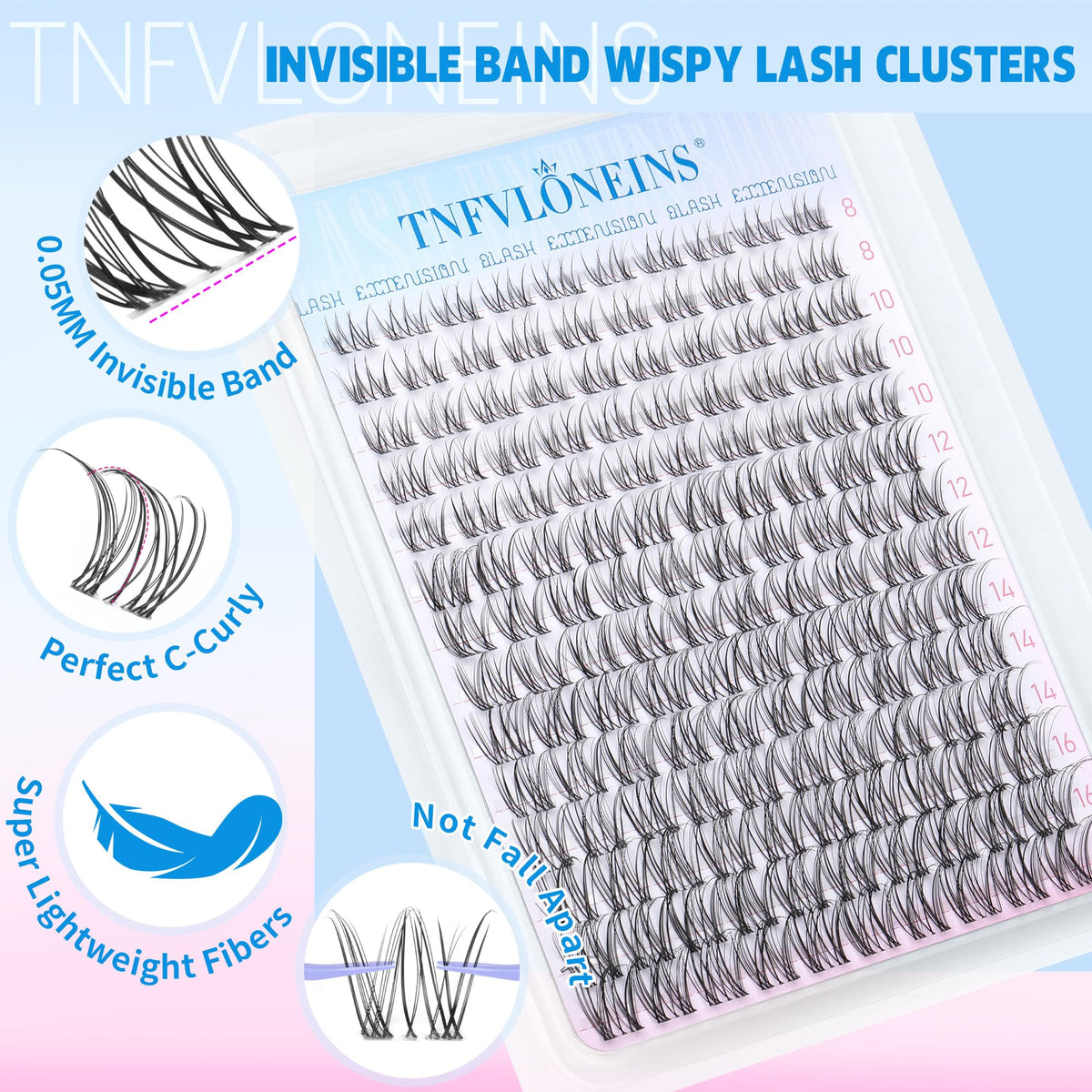 TNFVLONEINS lash clusters displayed in packaging