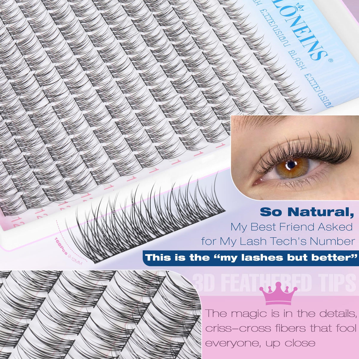 TNFVLONEINS lash clusters in various lengths