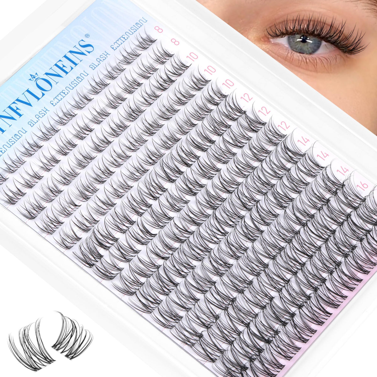 TNFVLONEINS Wispy Lash Clusters clear band front view
