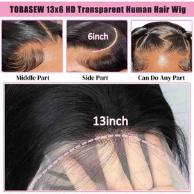 tobasew 13x6 HD Lace Front Wig back view displaying full density
