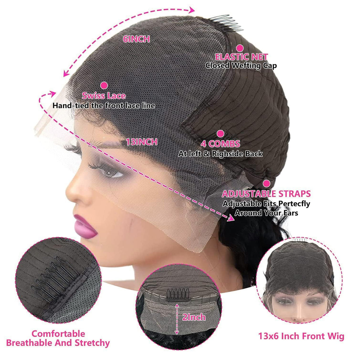 tobasew 13x6 HD Lace Front Wig close-up of the lace front