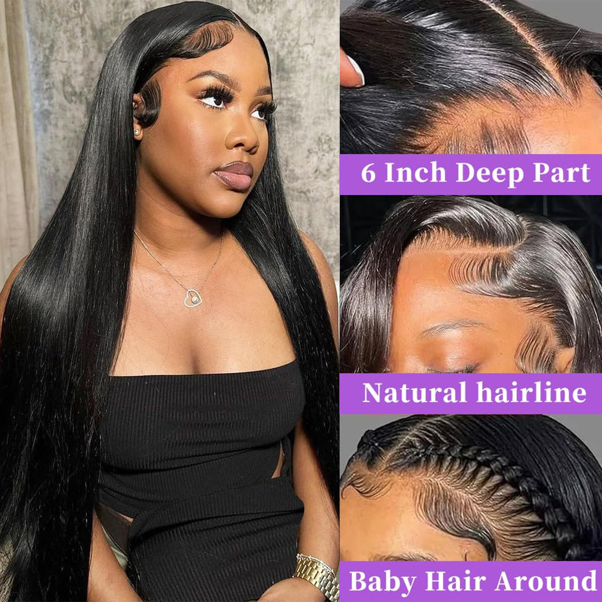 tobasew 13x6 HD Lace Front Wig side view showing natural hairline