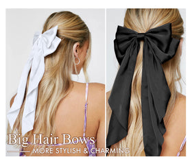 Tobeffect handmade satin hair bow with long tail