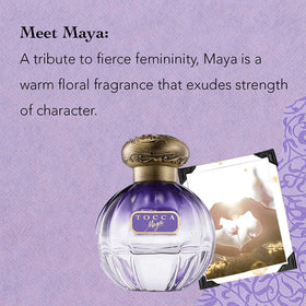 Tocca Maya Eau de Parfum 1.7oz bottle on a decorative table