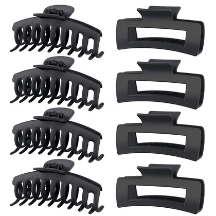 TOCESS 8 Pack Black Hair Clips front view showing two styles