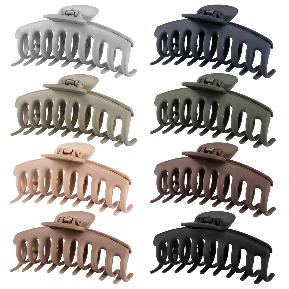 TOCESS Hair Claw Clips set of 8 in various neutral colours