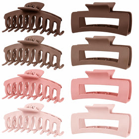 TOCESS large claw clips set in pink and mocha front view