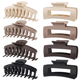 TOCESS Large Hair Claw Clips set of 8 in neutral matte colours