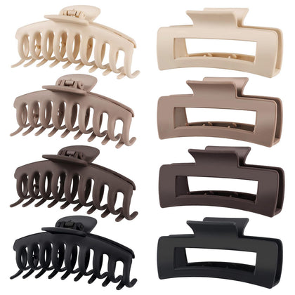 TOCESS Large Hair Claw Clips set of 8 in neutral matte colours