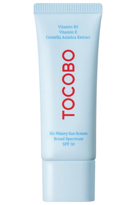 TOCOBO Bio Watery Sunscreen SPF 50 front view of tube