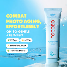 TOCOBO Bio Watery Sunscreen SPF 50 with travel pouch