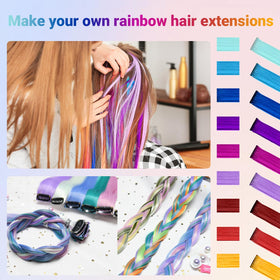 TOFAFA 22 Pcs Rainbow Hair Extensions individual packaging