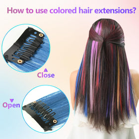 TOFAFA Rainbow Hair Extensions displayed in vibrant colours
