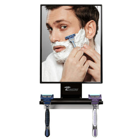 ToiletTree Products Fogless Shower Mirror front view with squeegee