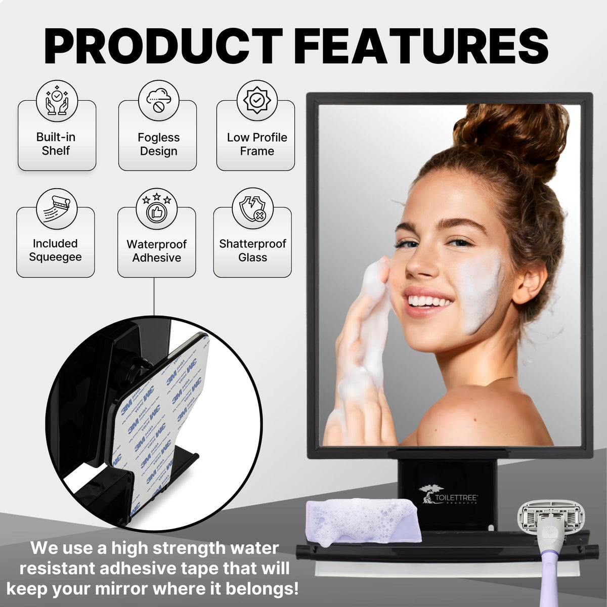 ToiletTree Products Fogless Shower Mirror in a bathroom setting