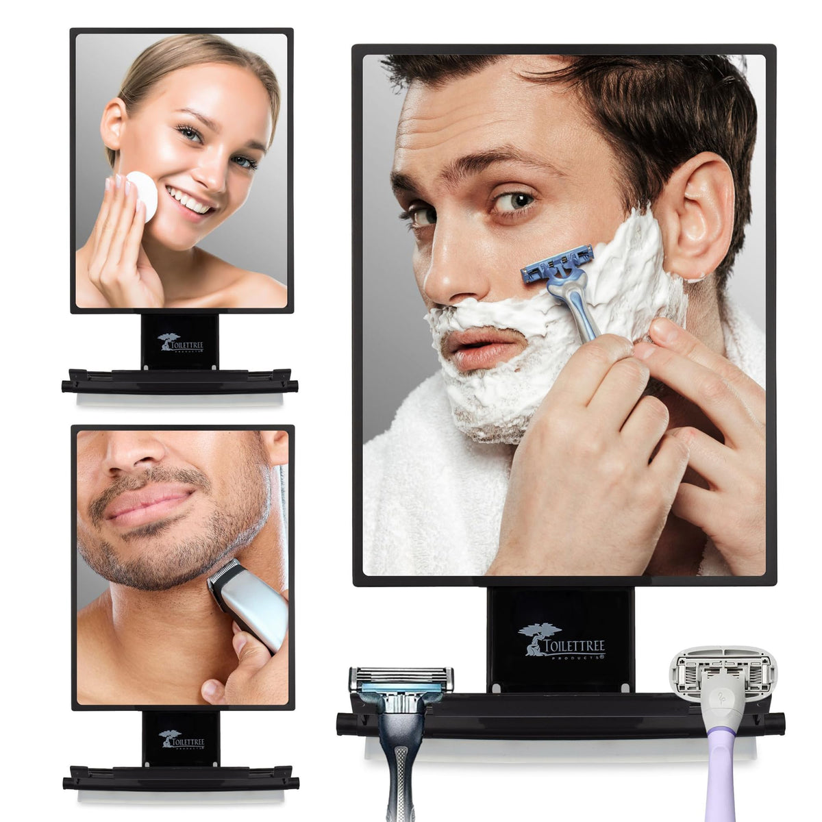 ToiletTree Products Fogless Shower Mirror showing impact-resistant feature