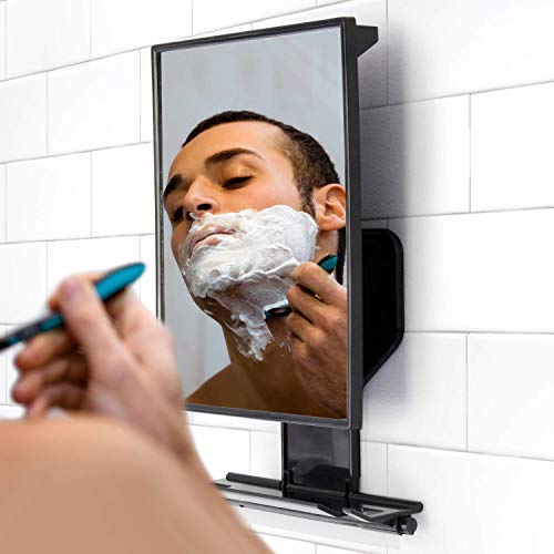 ToiletTree Products Fogless Shower Mirror side view showing adjustable angle