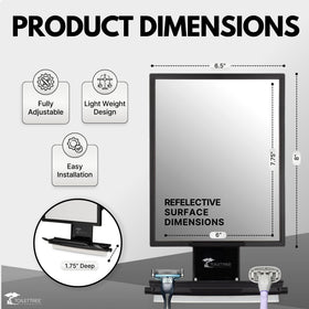 ToiletTree Products Fogless Shower Mirror with squeegee on a bathroom shelf
