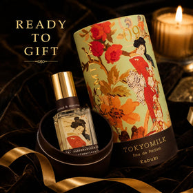 TOKYOMILK Kabuki Eau de Parfum packaging with Japanese theatre design