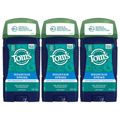 Tom's of Maine Antiperspirant Deodorant for Men Mountain Spring 3-Pack front view
