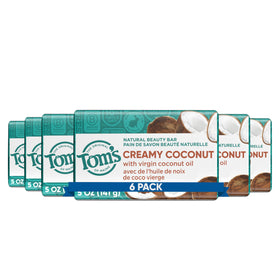 Tom's of Maine Natural Beauty Bar Soap 6-Pack Creamy Coconut front view