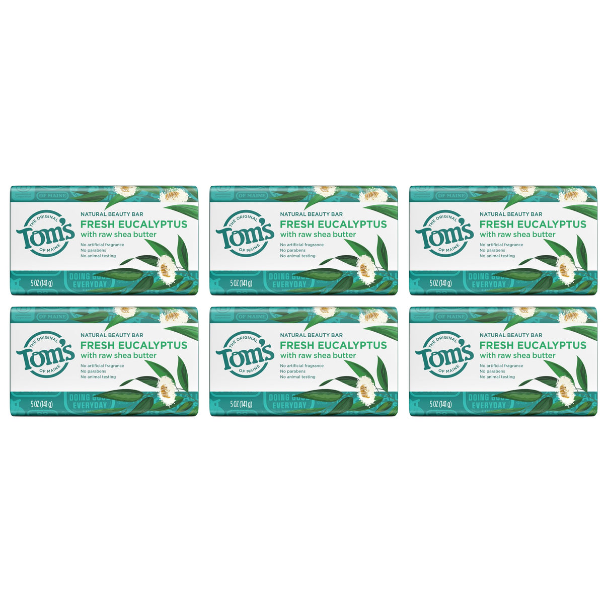 Tom's of Maine Natural Beauty Bar Soap Fresh Eucalyptus on a soap dish