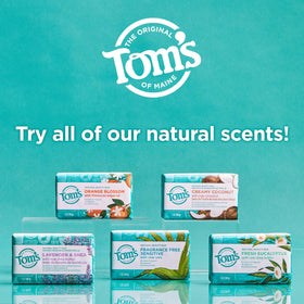 Tom's of Maine Natural Beauty Bar Soap Orange Blossom on a soap dish