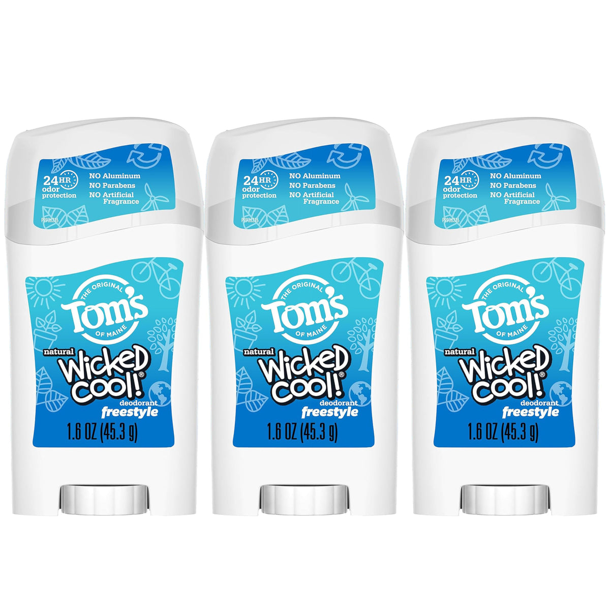 Tom's of Maine Wicked Cool! Natural Deodorant 3 Pack front view
