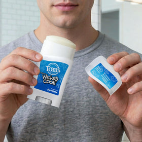 Tom's of Maine Wicked Cool! Natural Deodorant 3 Pack on a bathroom shelf