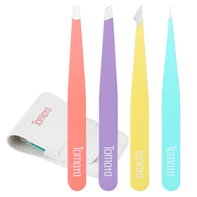 Tomata Eyebrow Tweezers Set 4-piece in multi-colour front view