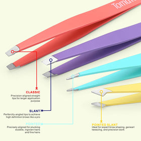 Tomata slant tip tweezer close-up showing precision tip