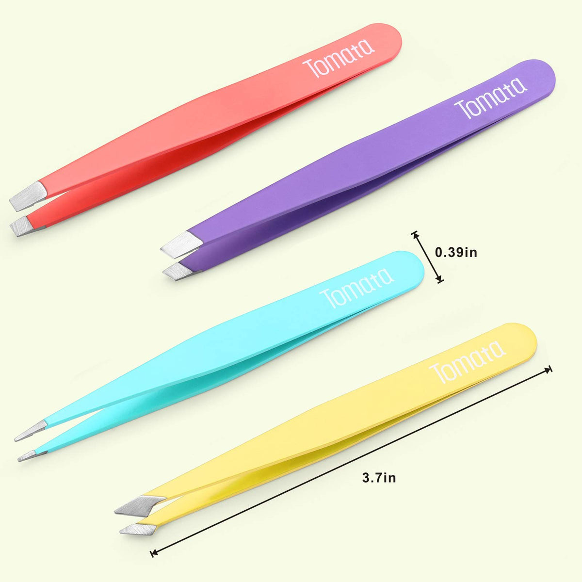 Tomata tweezers set with protective caps displayed