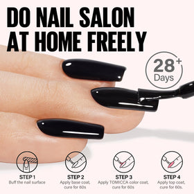 TOMICCA Black Gel Nail Polish 15ml application on nails