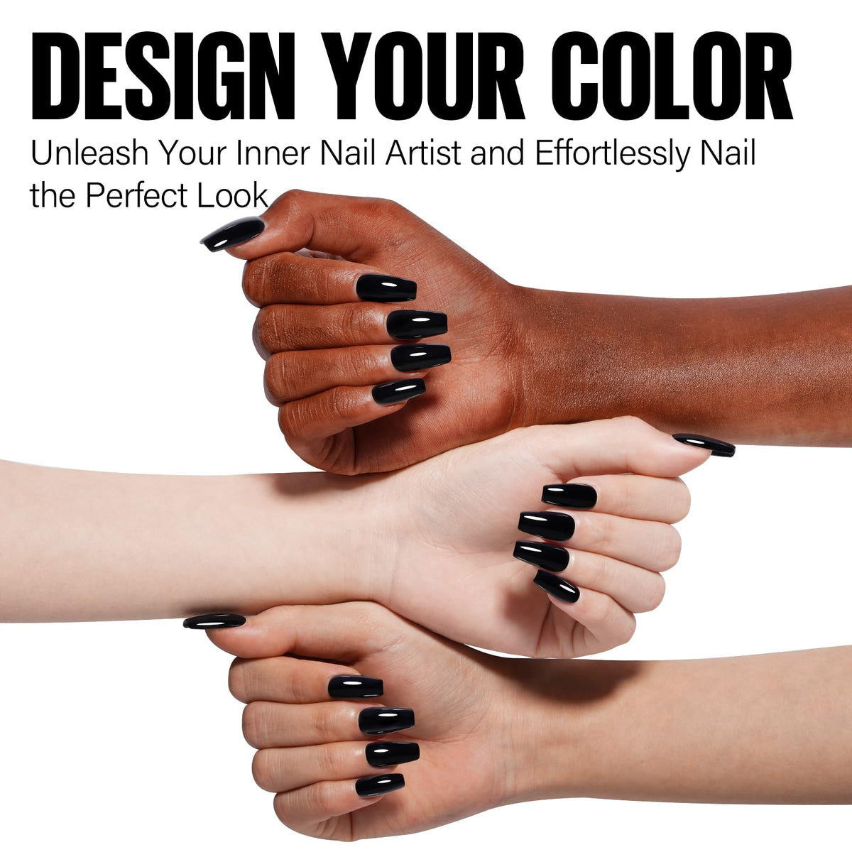 TOMICCA Black Gel Nail Polish 15ml bottle side view