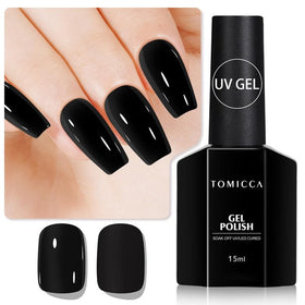 TOMICCA Black Gel Nail Polish 15ml front view