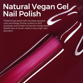 TOMICCA Cherry Red Gel Nail Polish 15ml applied in manicure
