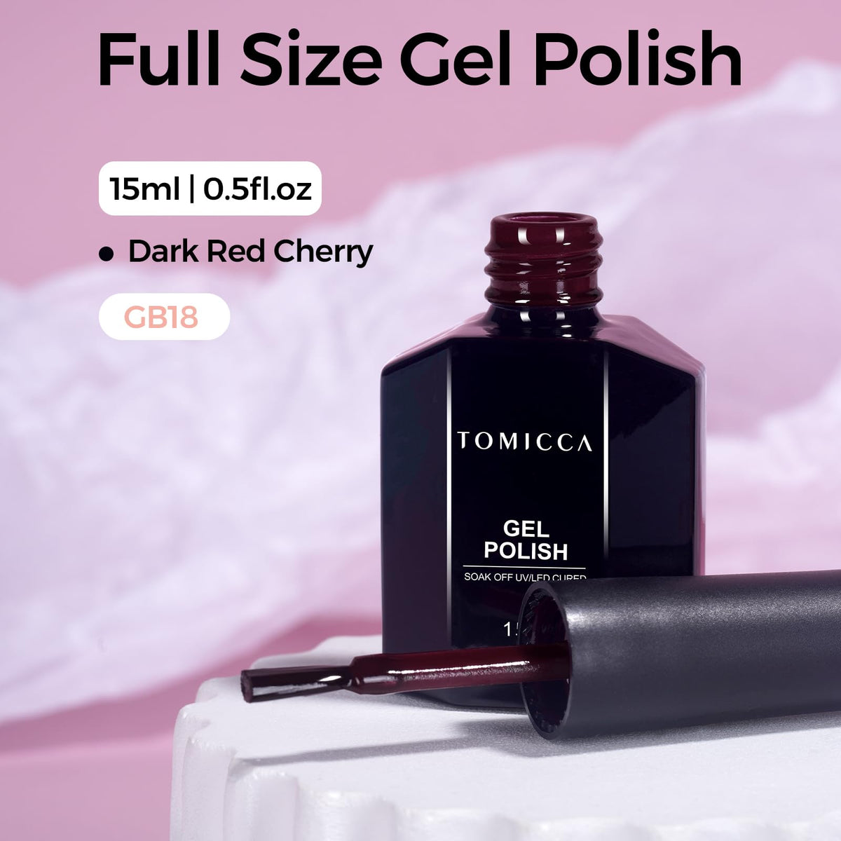 TOMICCA Cherry Red Gel Nail Polish 15ml glossy finish