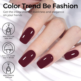 TOMICCA Cherry Red Gel Nail Polish 15ml on nails