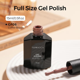 TOMICCA Coffee Brown Gel Nail Polish 15ml with nail art tools