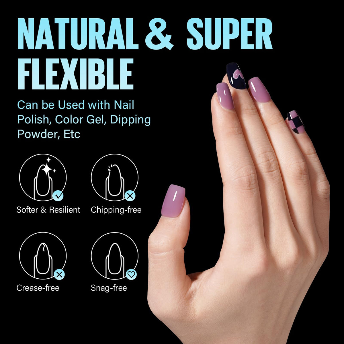 TOMICCA coffin nail tips in use on a hand