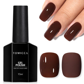 TOMICCA Dark Brown Gel Nail Polish 15ml bottle front view