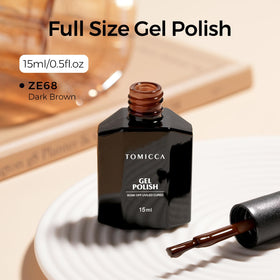 TOMICCA Dark Brown Gel Nail Polish in use during manicure
