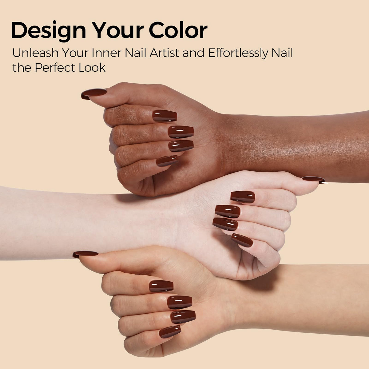 TOMICCA Dark Brown Gel Nail Polish with nail art accessories