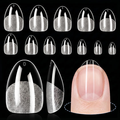 TOMICCA Extra Short Almond Nail Tips 192Pcs front view