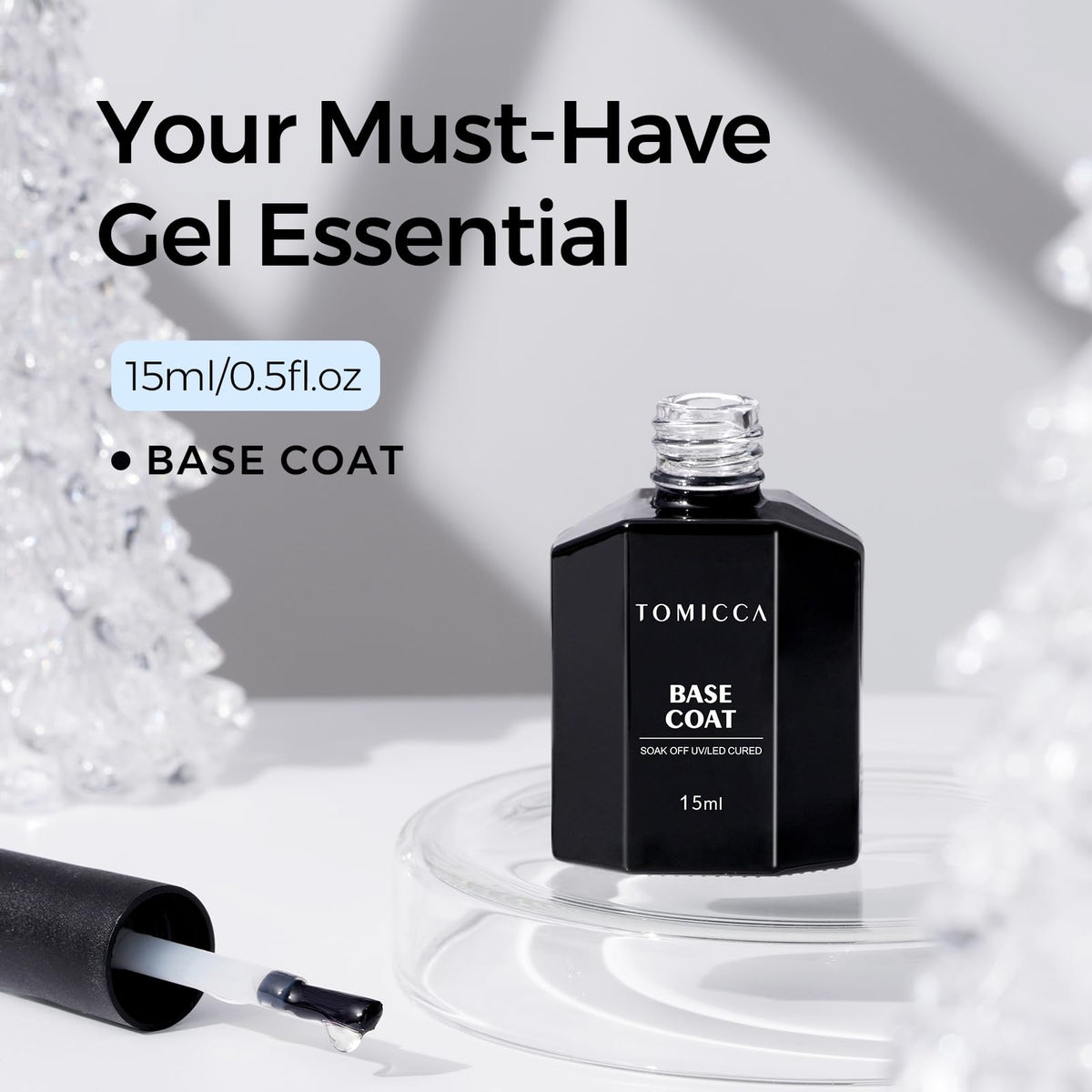 TOMICCA Gel Base Coat 15ml with nail tools